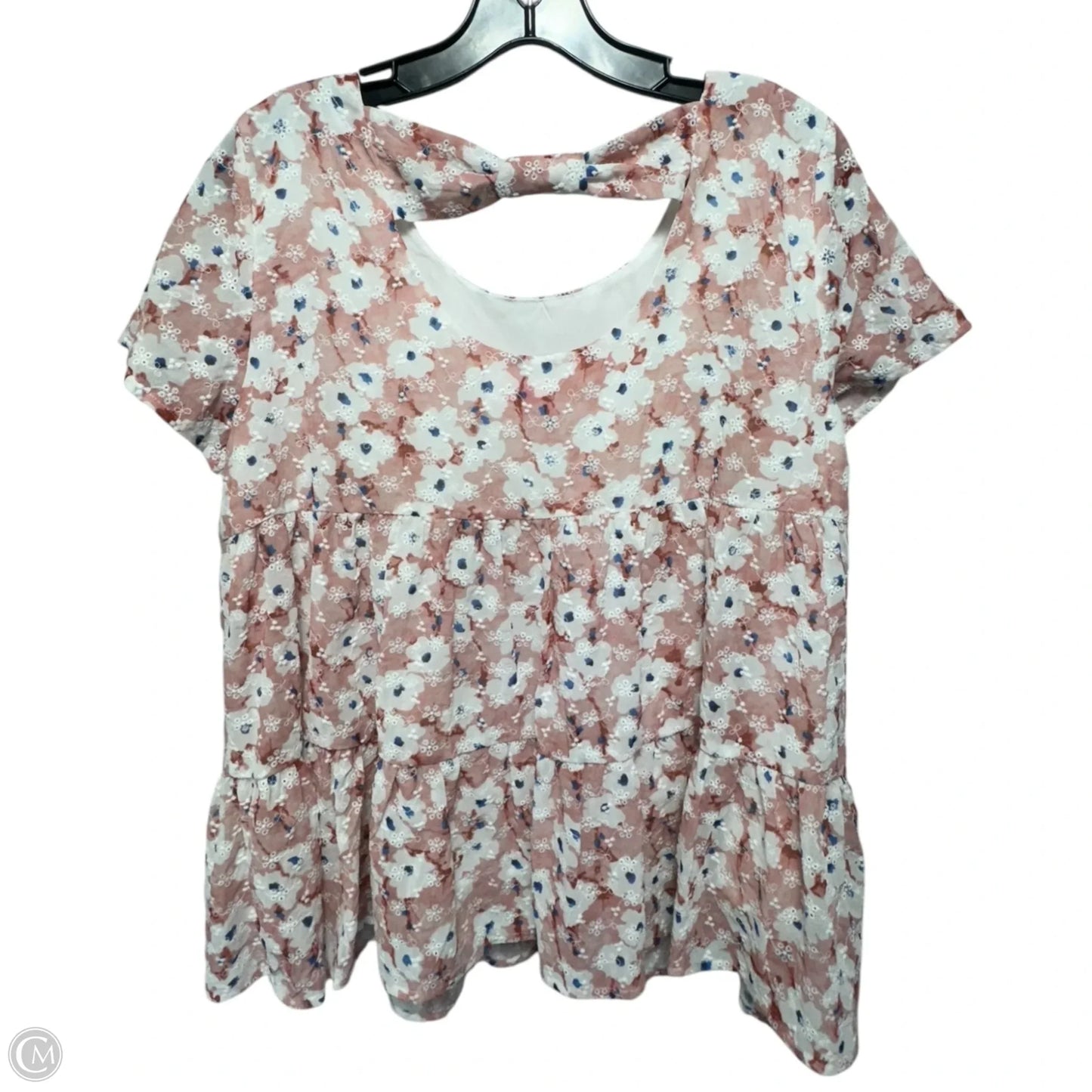 Top Short Sleeve By Pink Lily In Floral Print, Size: L