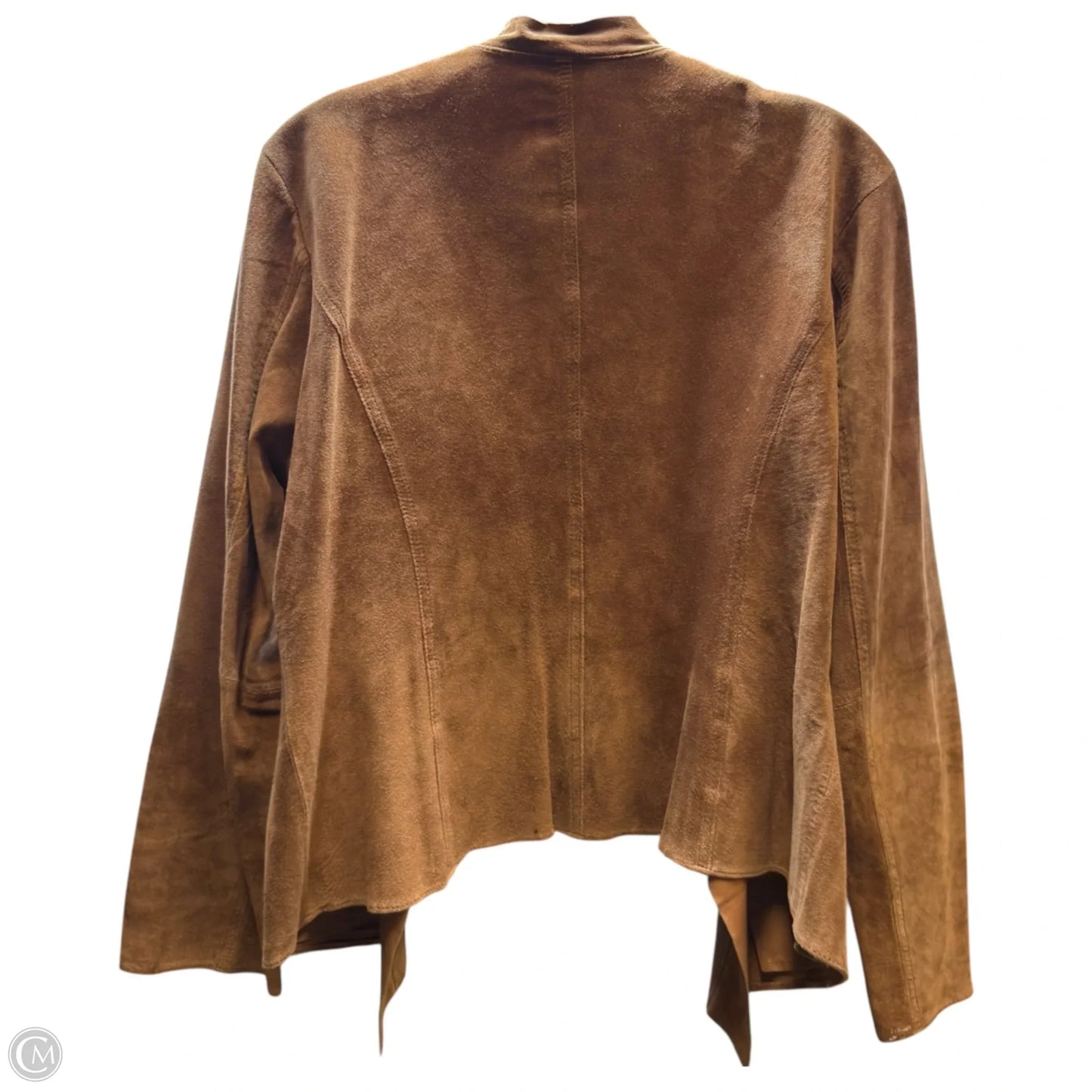 Open Front Waterfall Leather Jacket  By Bagatelle In Brown, Size: M