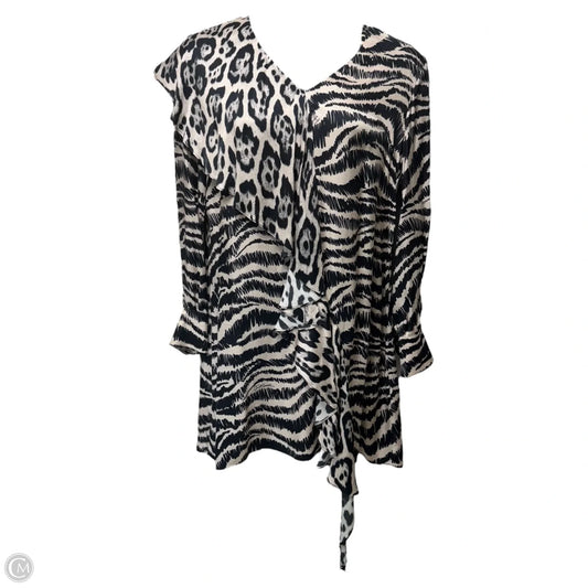 Mixed Animal Print Asymmetrical Ruffle Detail Mini Dress Designer By Just Cavalli By Roberto Cavalli In Animal Print, Size: 10