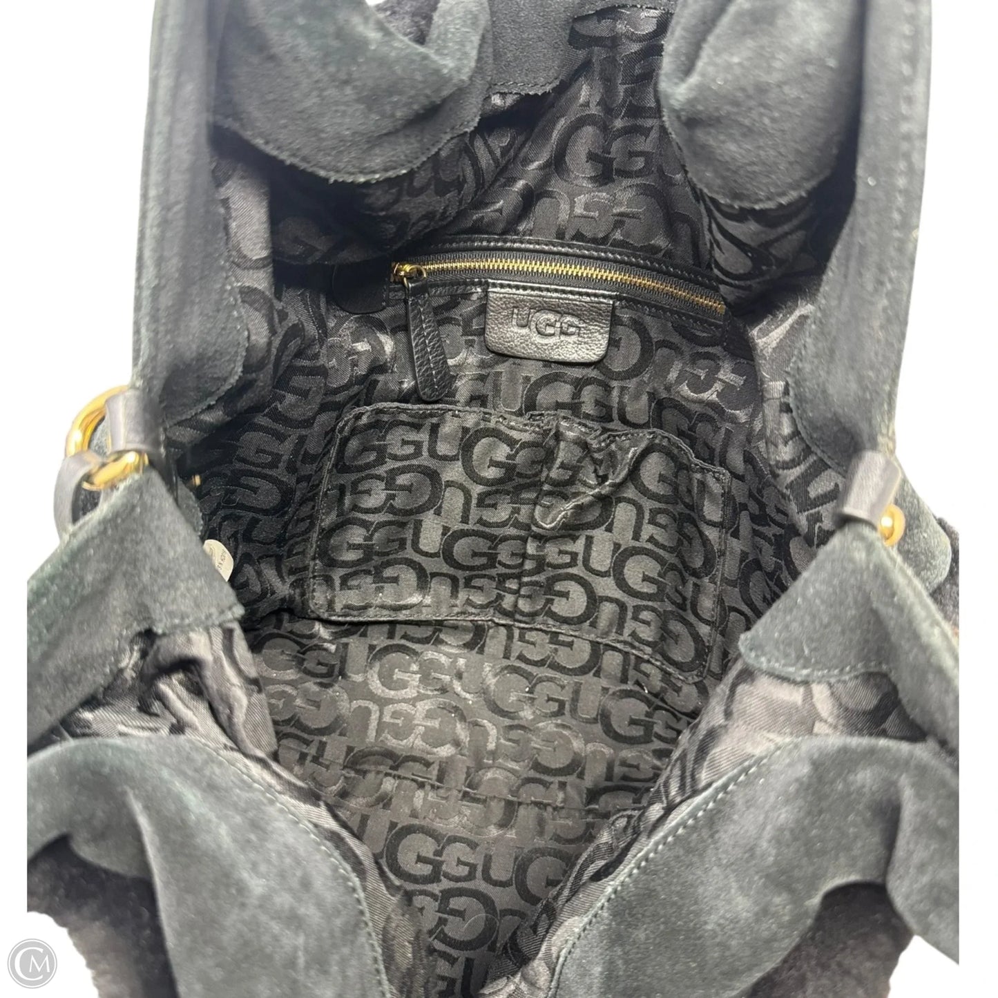 Shearling Suede Hobo Handbag Designer By Ugg, Size: Large