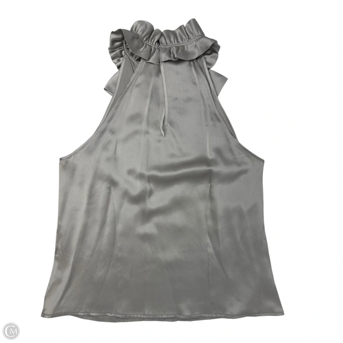 Silk Top Sleeveless By Perry Ellis In Grey, Size: 10