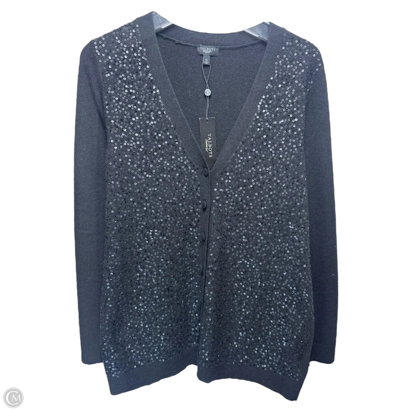 Wool Blend Sweater Cardigan By Talbots In Black, Size: Xl