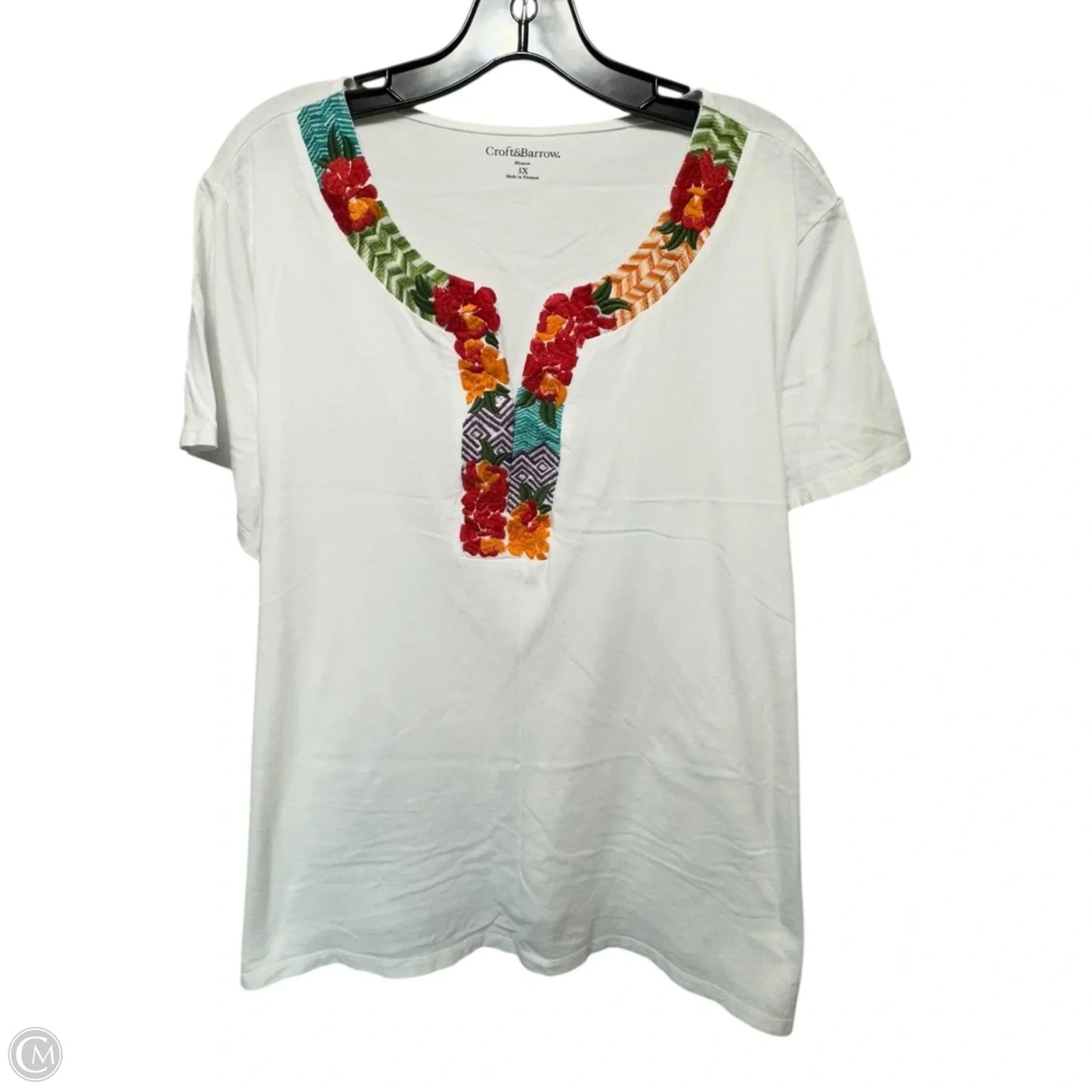 Top Short Sleeve By Croft And Barrow In Floral Print, Size: 3x