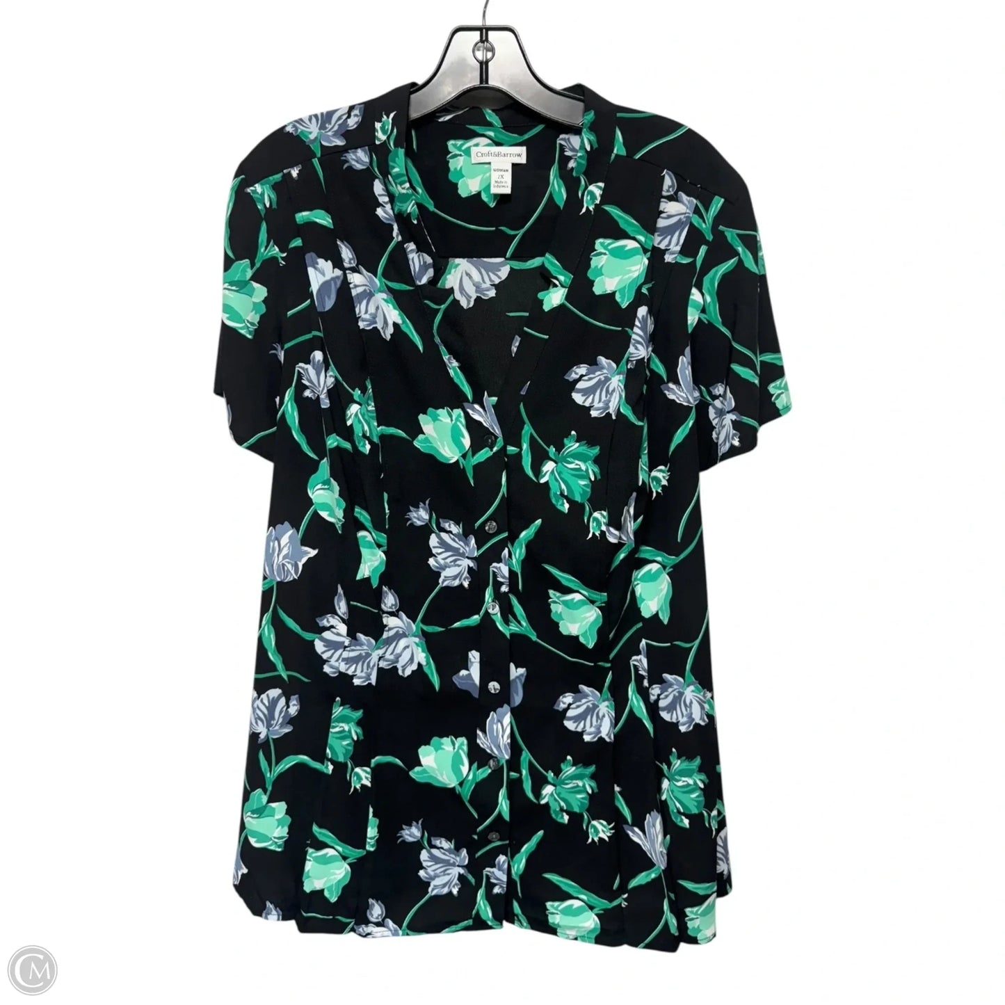 Top Short Sleeve By Croft And Barrow In Floral Print, Size: 2x