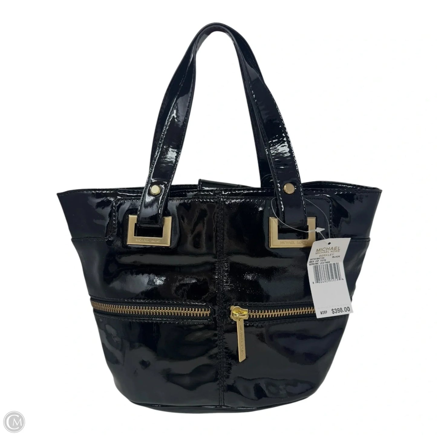 Patent Zip Handbag By Michael By Michael Kors, Size: Medium