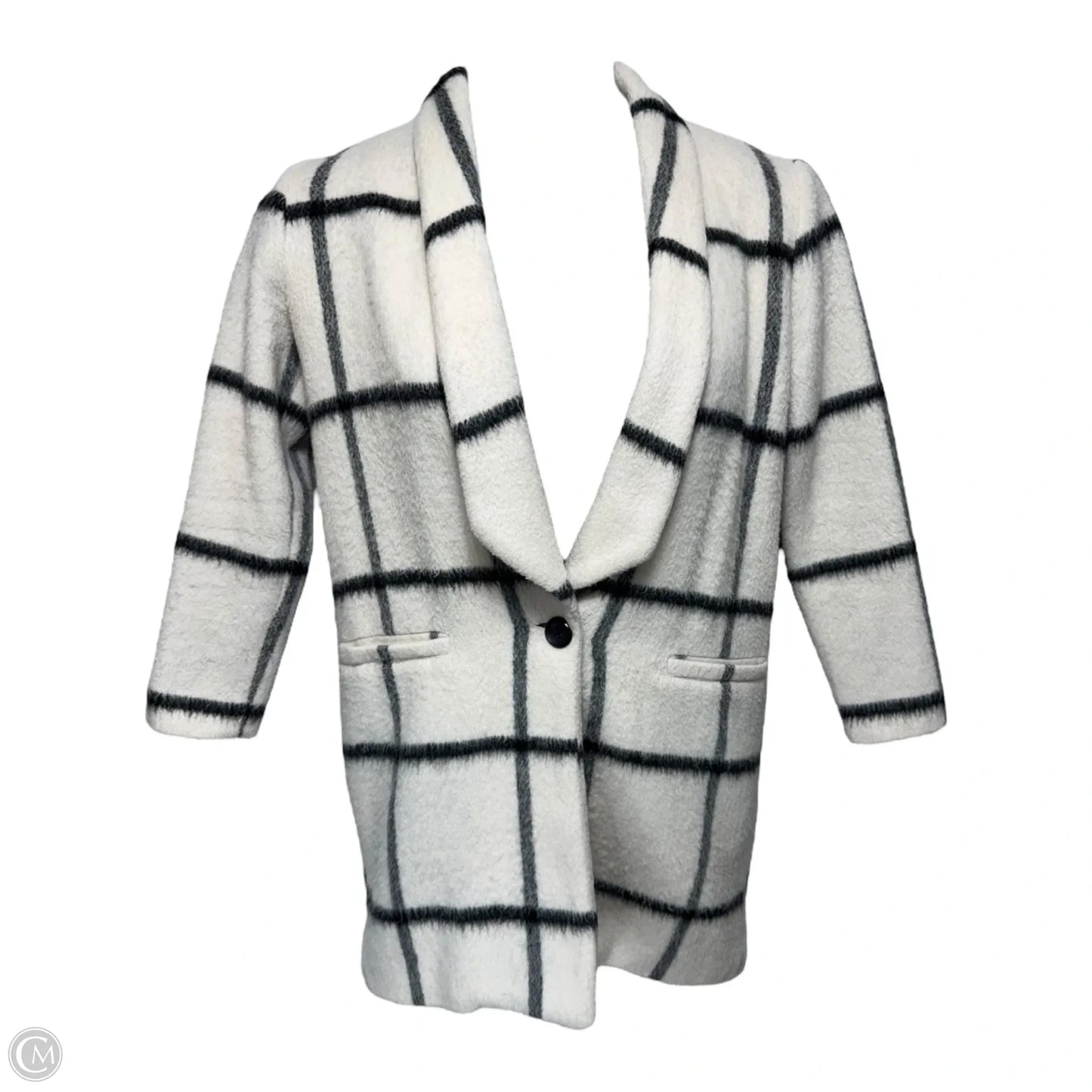 Wool Blend Coat By Elevenses In Black & White, Size: 00P