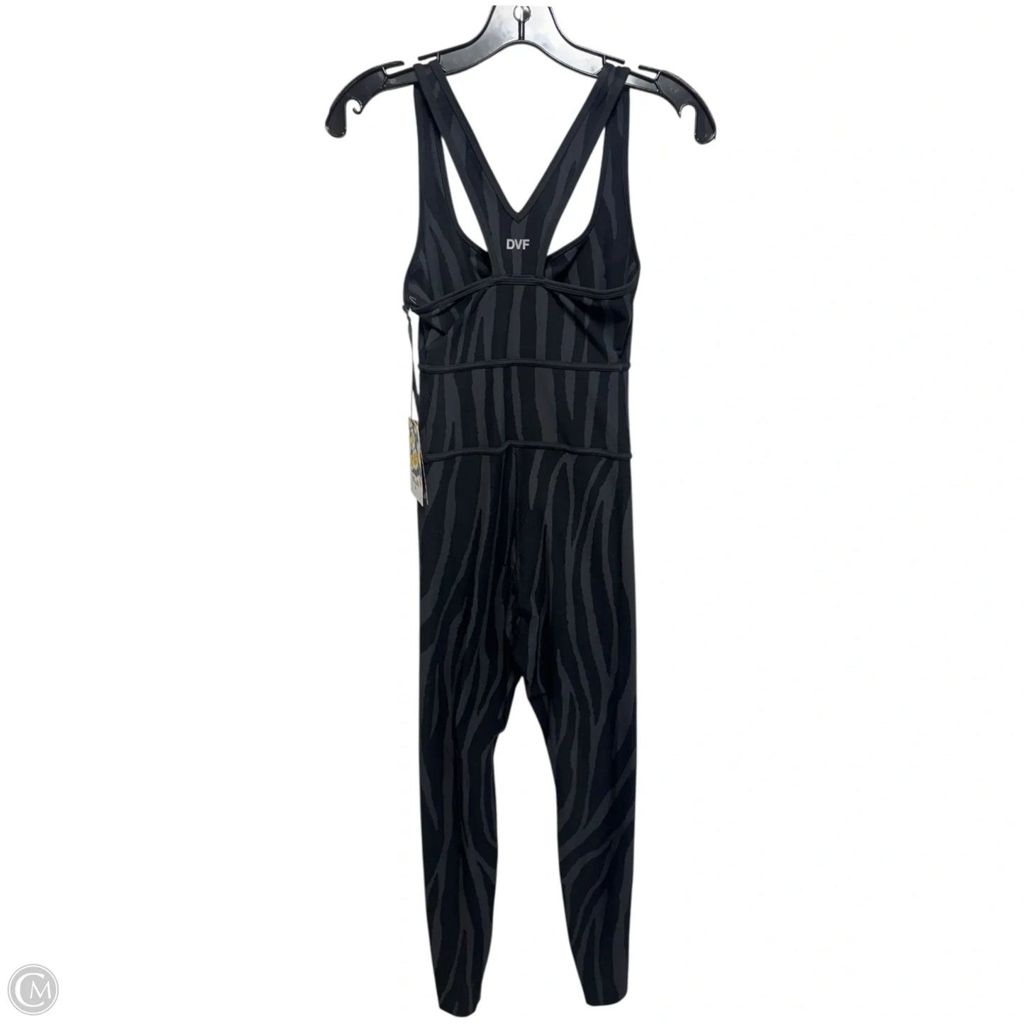 Zebra Athletic Bodysuit Designer By Diane Von Furstenberg In Black & Grey, Size: Xs