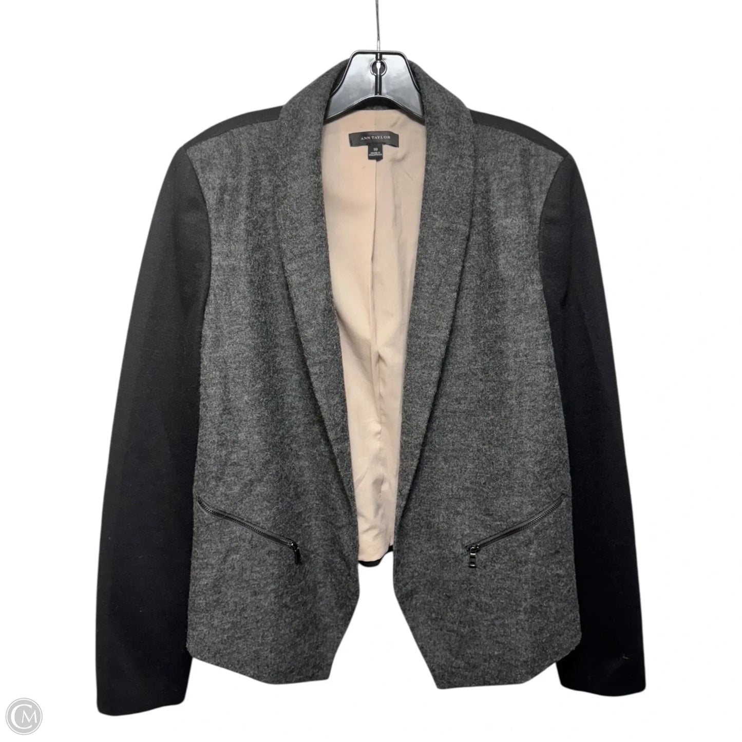 Blazer By Ann Taylor In Black & Grey, Size: 10