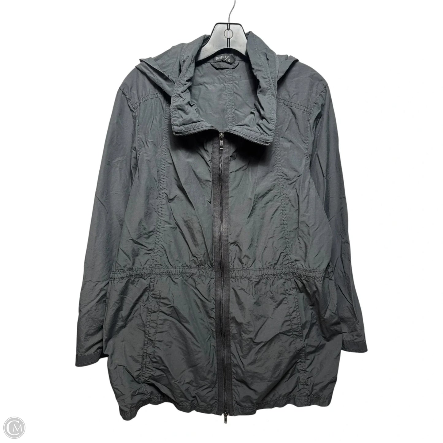Jacket Windbreaker By Eileen Fisher In Grey, Size: L