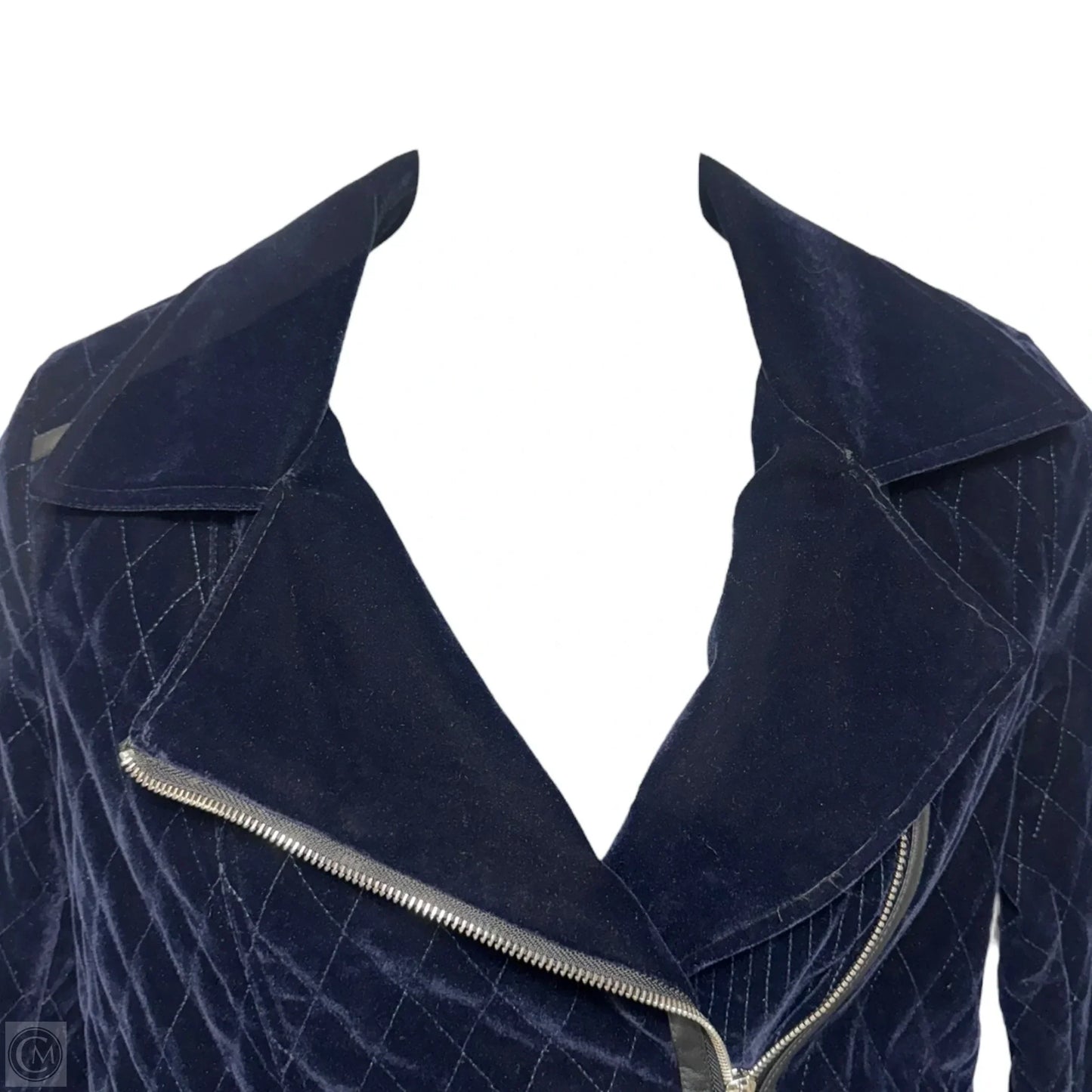 Velvet Quilted Jacket Moto By Bagatelle In Navy, Size: M