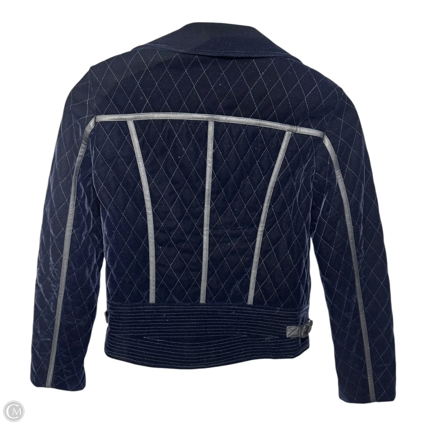 Velvet Quilted Jacket Moto By Bagatelle In Navy, Size: M