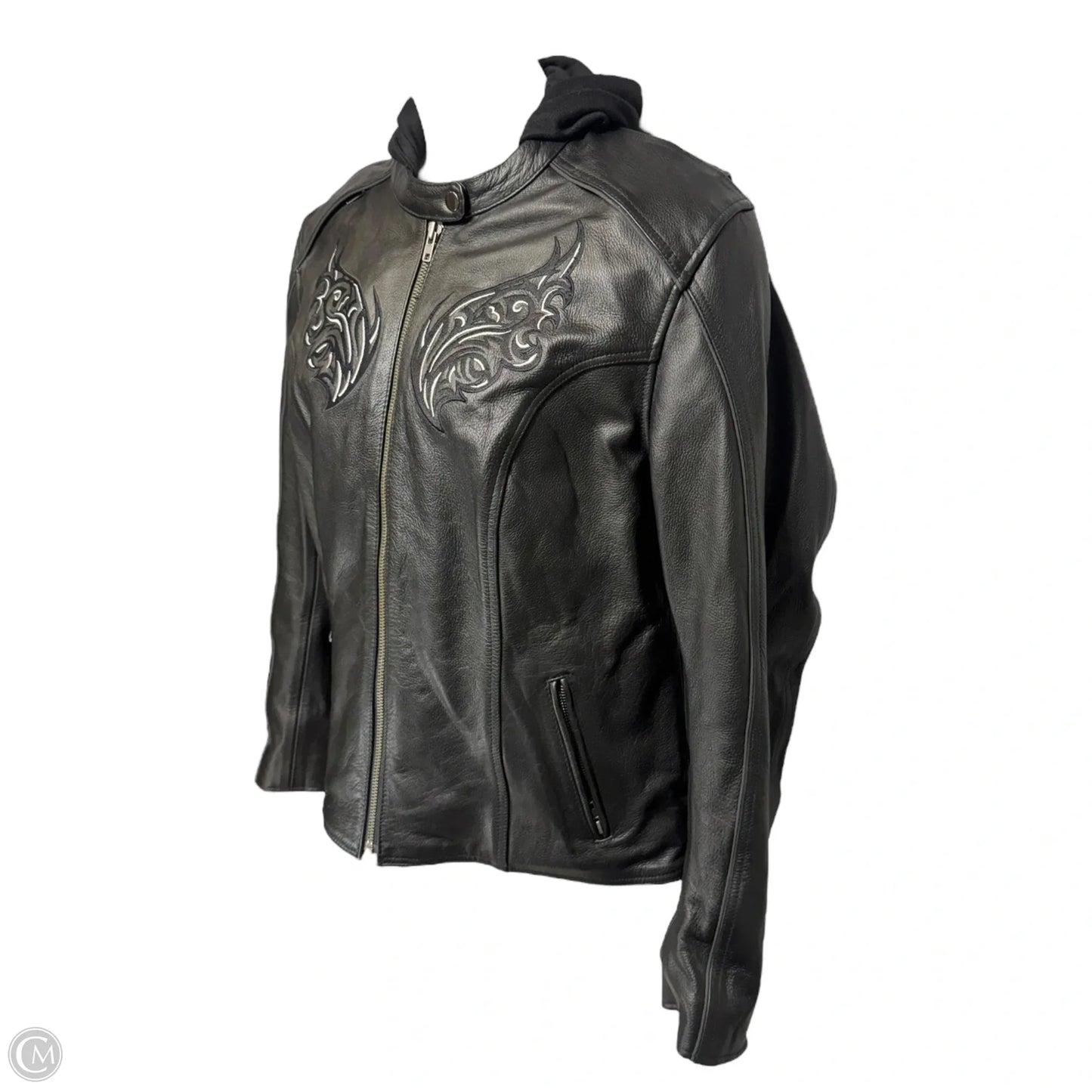 Embroidered Motorcycle Jacket Leather By X Element In Black, Size: 2x