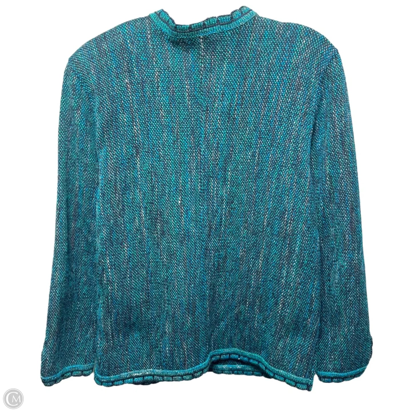 Wool Blazer By Geiger In Green and Blue, Size: 4