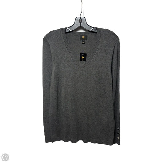 V-Neck Sweater By Joy & Iman In Charcoal Heather, Size: L