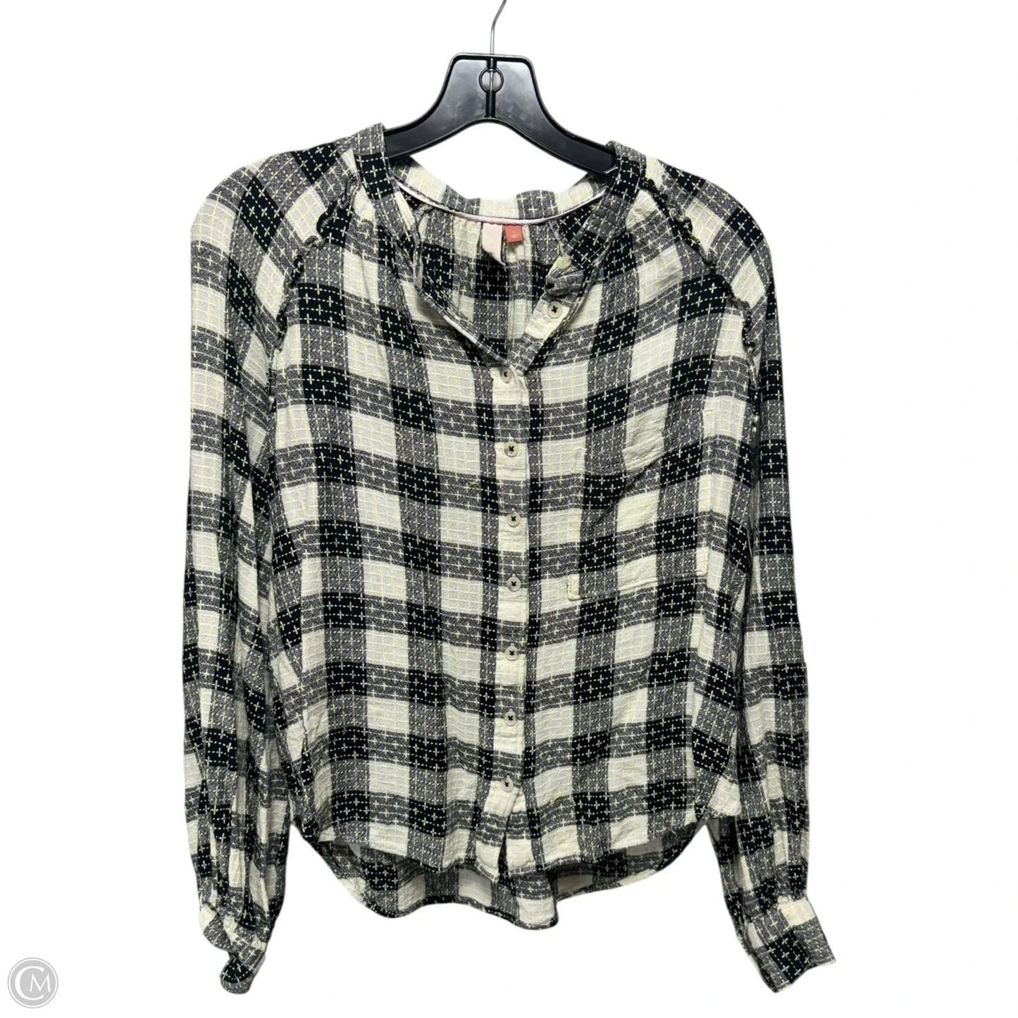 Top Long Sleeve By Pilcro In Checkered Pattern, Size: L