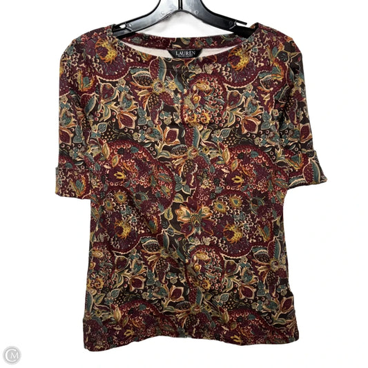 Top Short Sleeve By Lauren By Ralph Lauren In Paisley Print, Size: M
