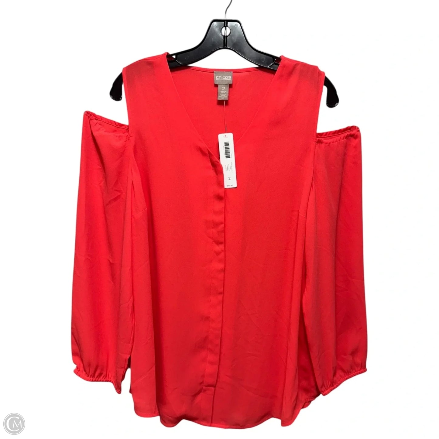 Cold Shoulder Top Long Sleeve By Chicos In Coral, Size: 12