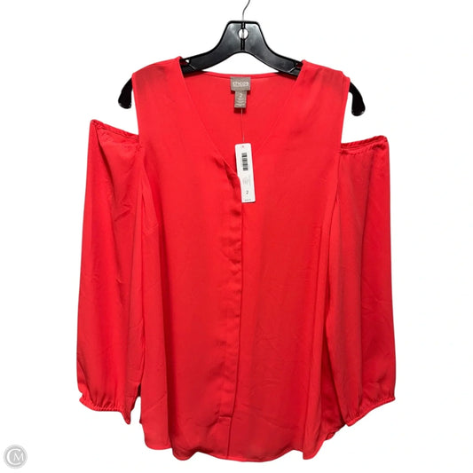 Cold Shoulder Top Long Sleeve By Chicos In Coral, Size: 12