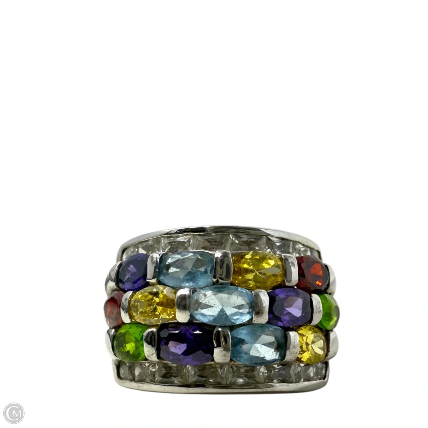 Sinatra Simulated Diamond Multi Gem & Sterling Silver Ring, Size: 8