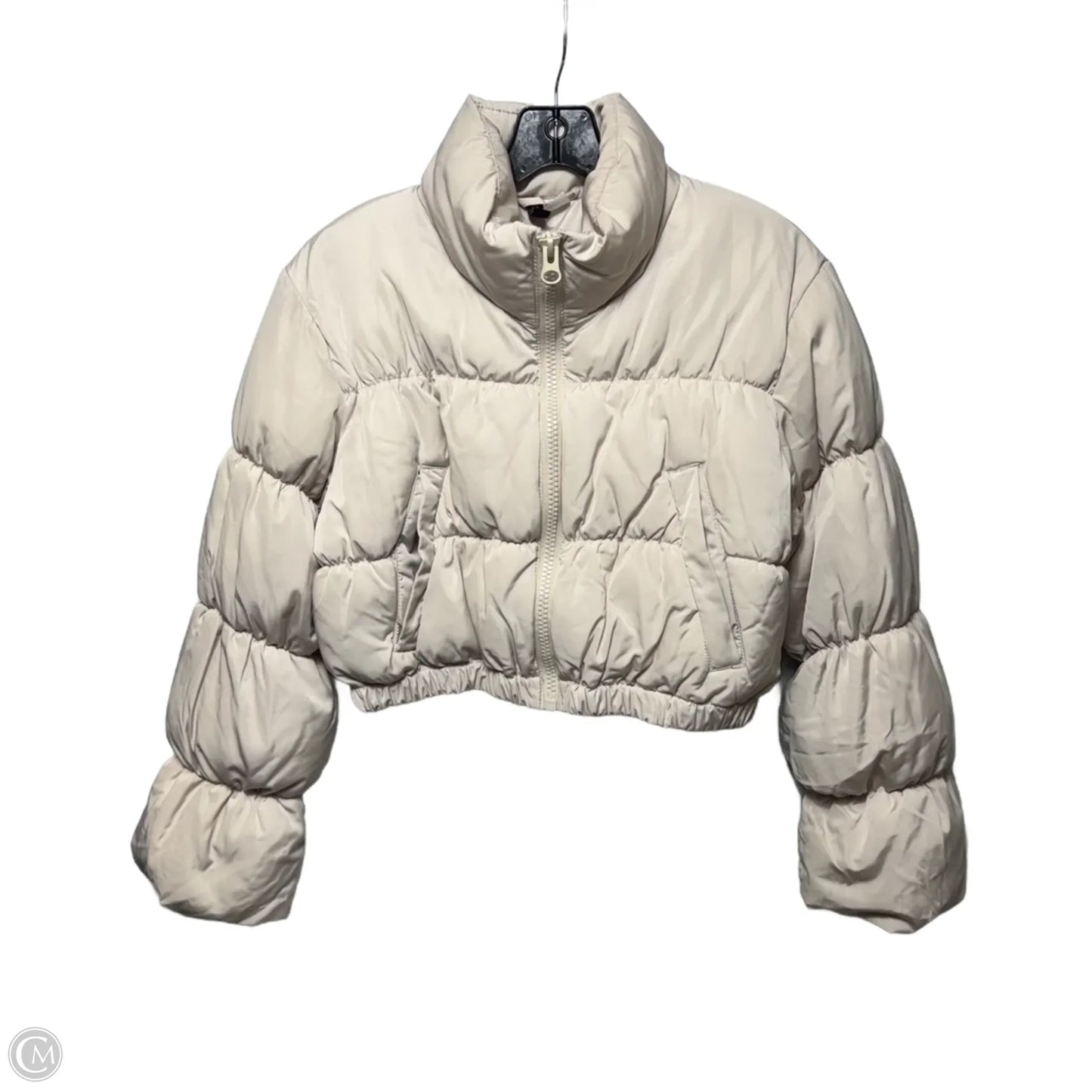 Cropped Puffer Jacket By Divided In Cream, Size: M