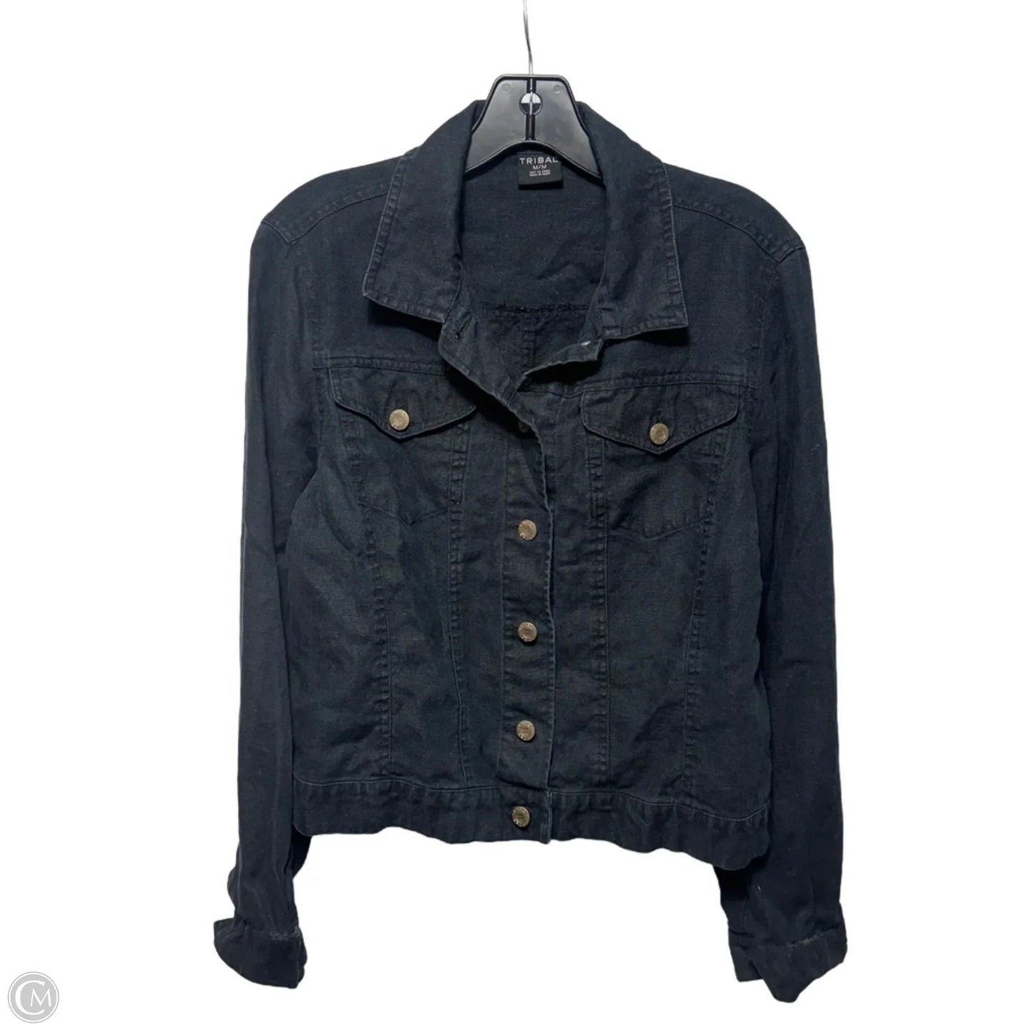 Linen Jacket Other By Tribal In Black, Size: M
