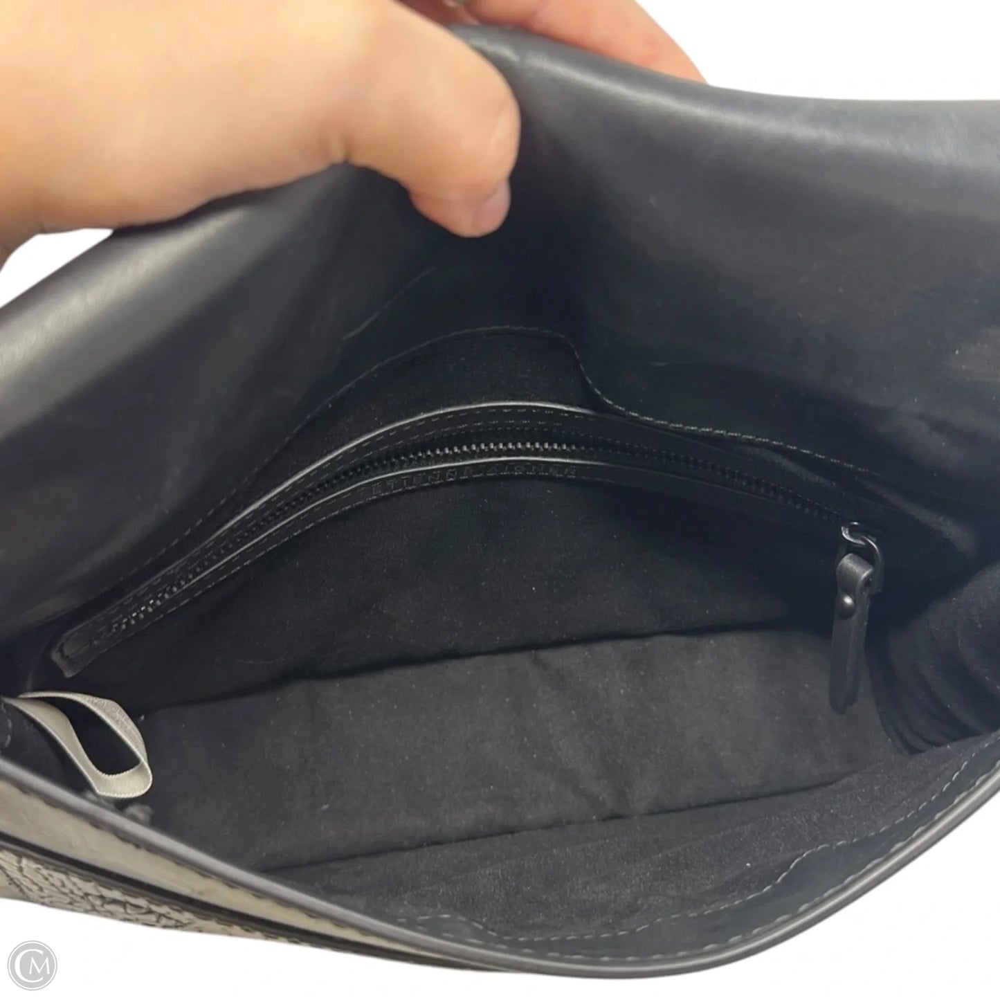 Croc Flap Handbag Leather By Etienne Aigner, Size: Medium