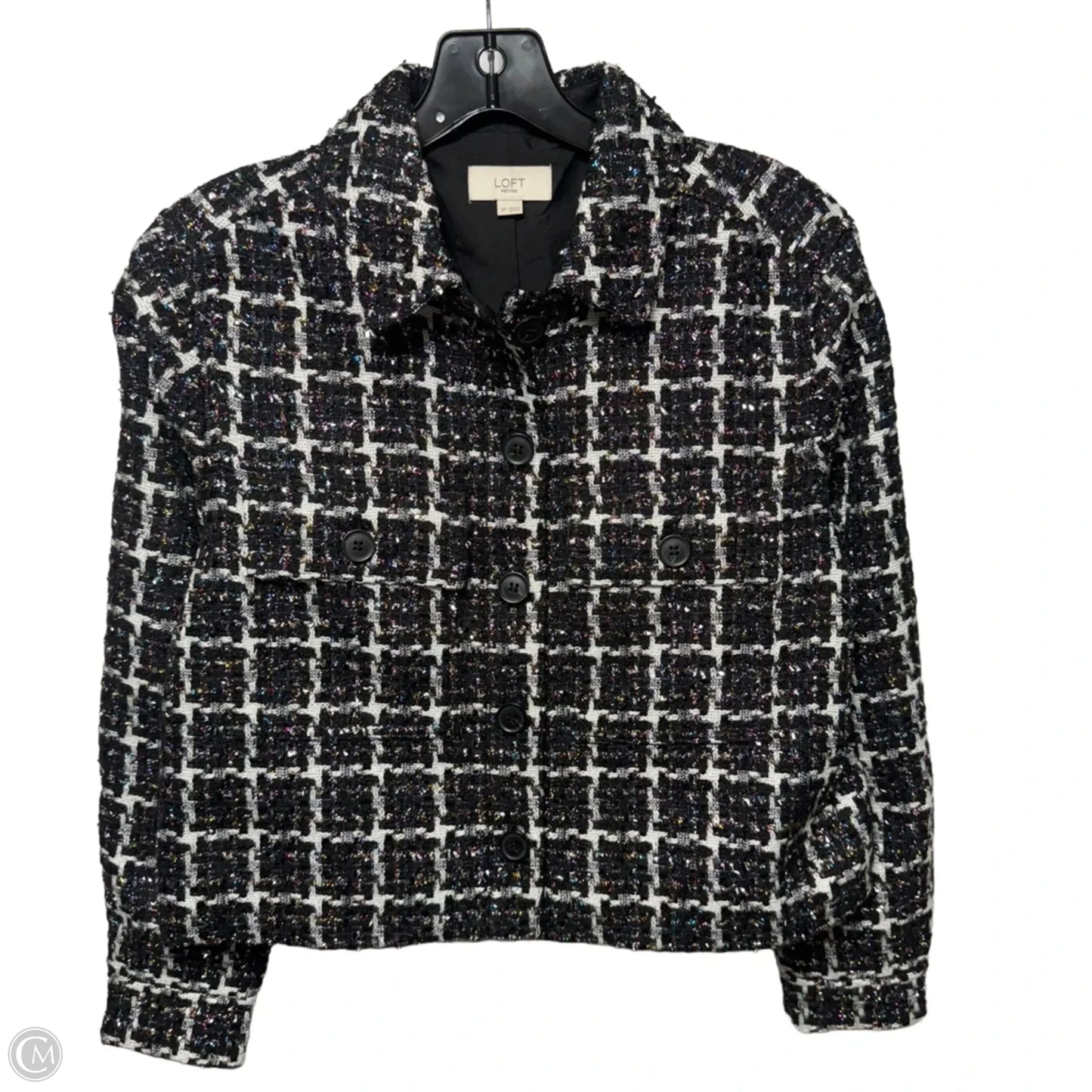 Metallic Blazer By Loft In Black & White, Size: Sp