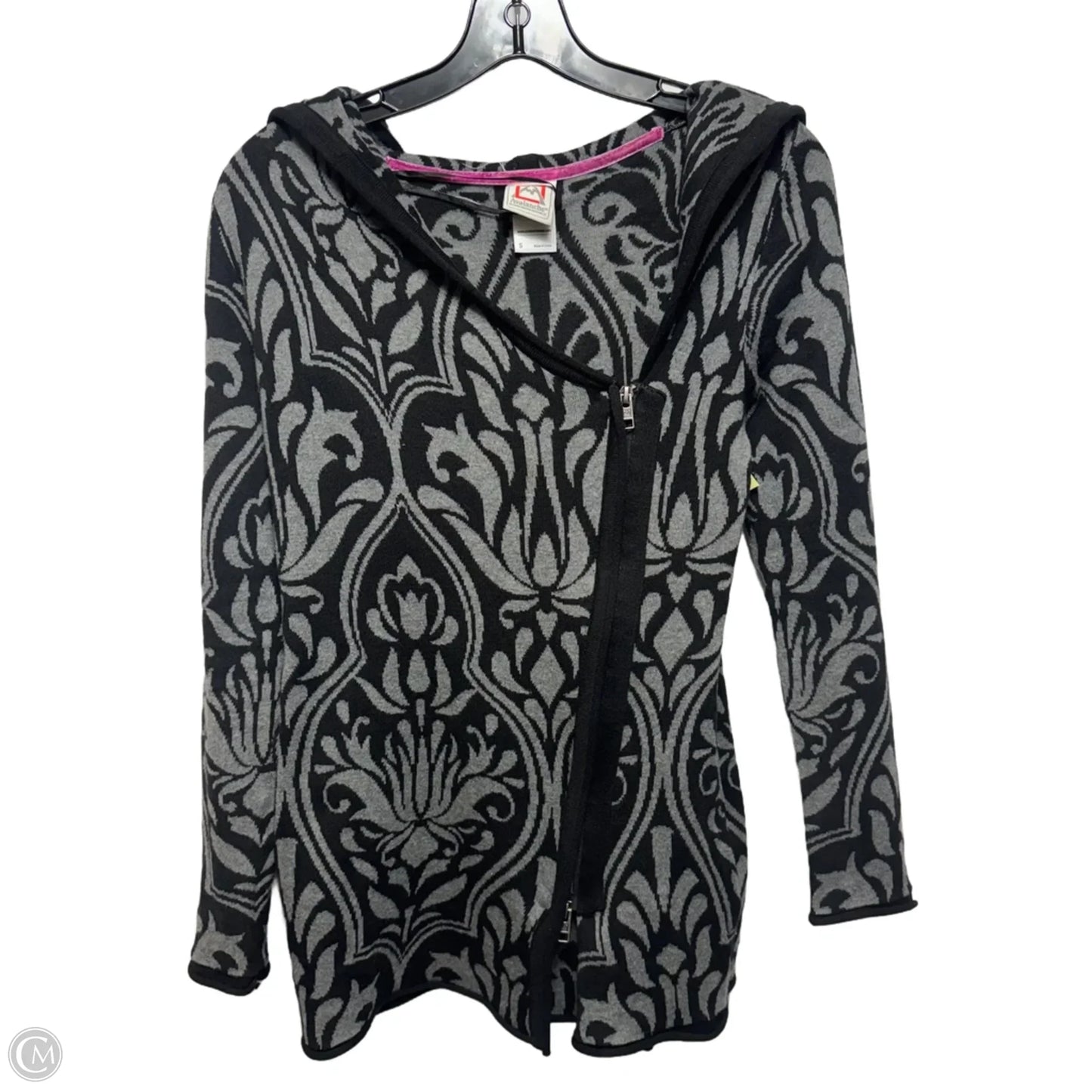 Asymmetrical Cardigan Sweater Hoodie By Avalanche In Black & Grey, Size: S