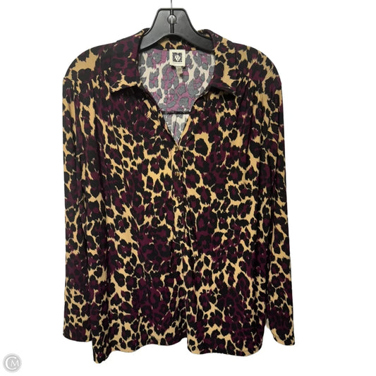 Top Long Sleeve By Anne Klein In Animal Print, Size: L