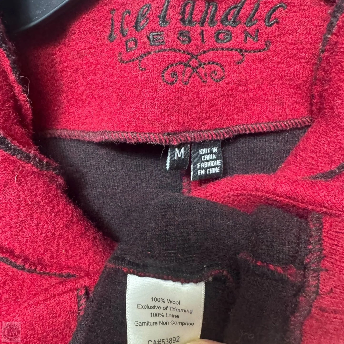 Belted Wool Sweater Cardigan By Icelandic Design In Red, Size: M