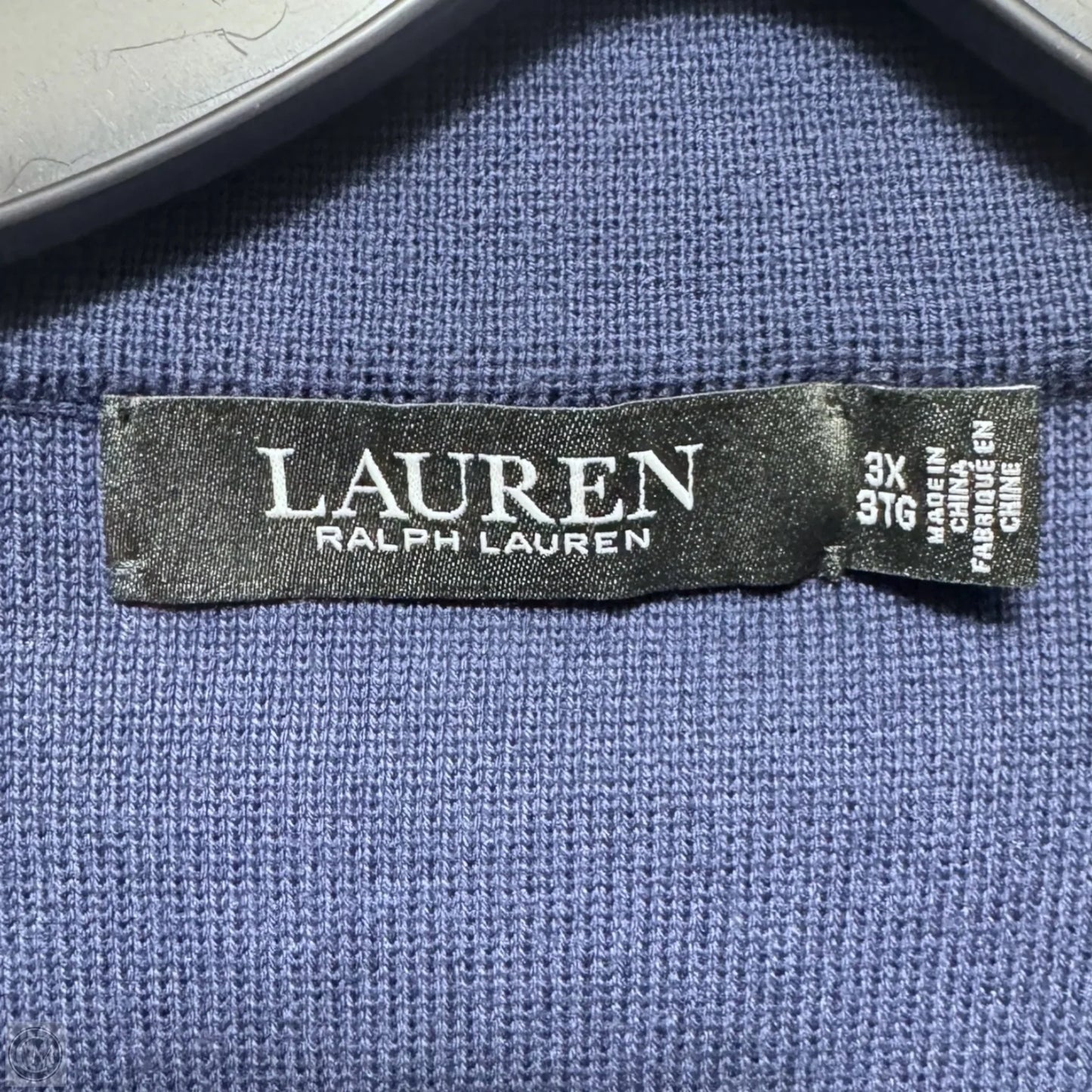 Belted Combed Cotton-Blend Blazer By Lauren By Ralph Lauren In French Navy, Size: 3X