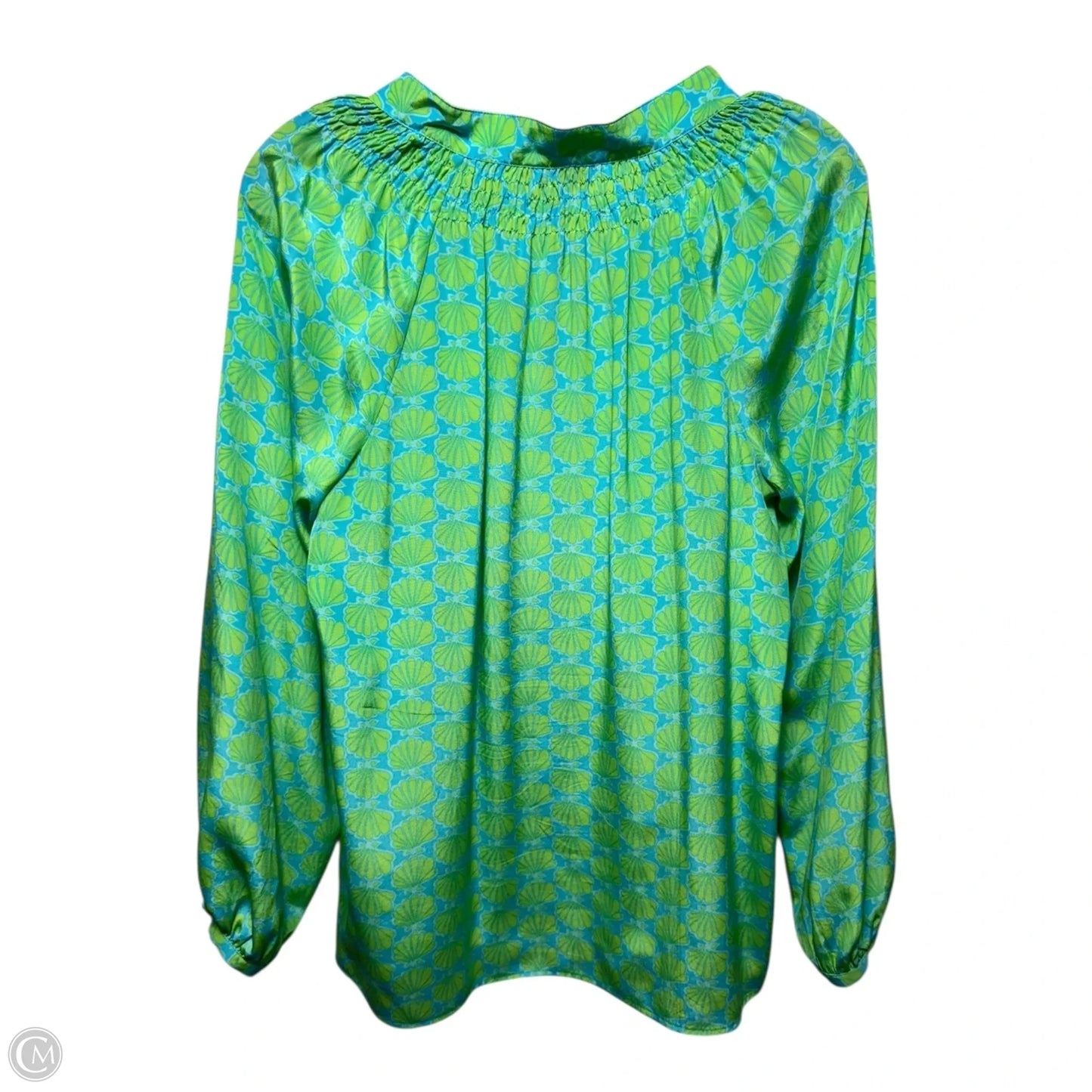 Silk Blouse Designer By Lilly Pulitzer In Blue & Green, Size: 10