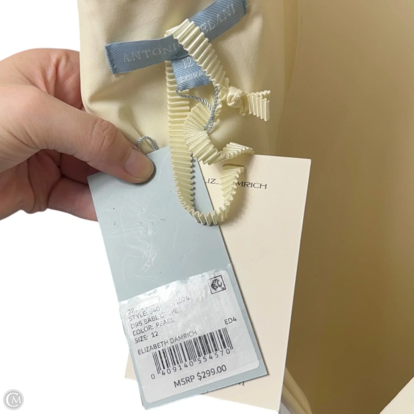 Babe Mesh Long Sleeve Crepe Soutache Full Length Dress By Elizabeth Damrich X Antonio Melani In Cream, Size: 12