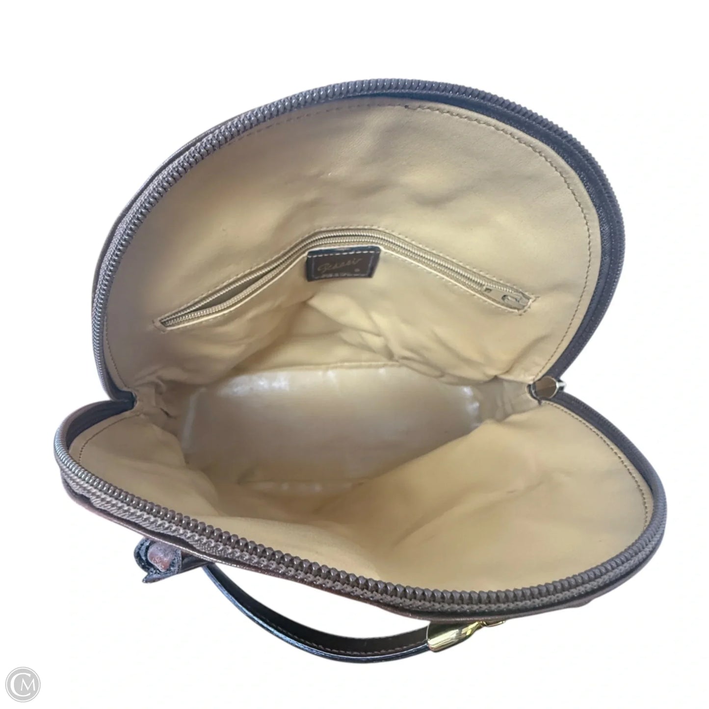 Vintage Italian Leather Domed Satchel Crossbody By Scassi, Size: Medium