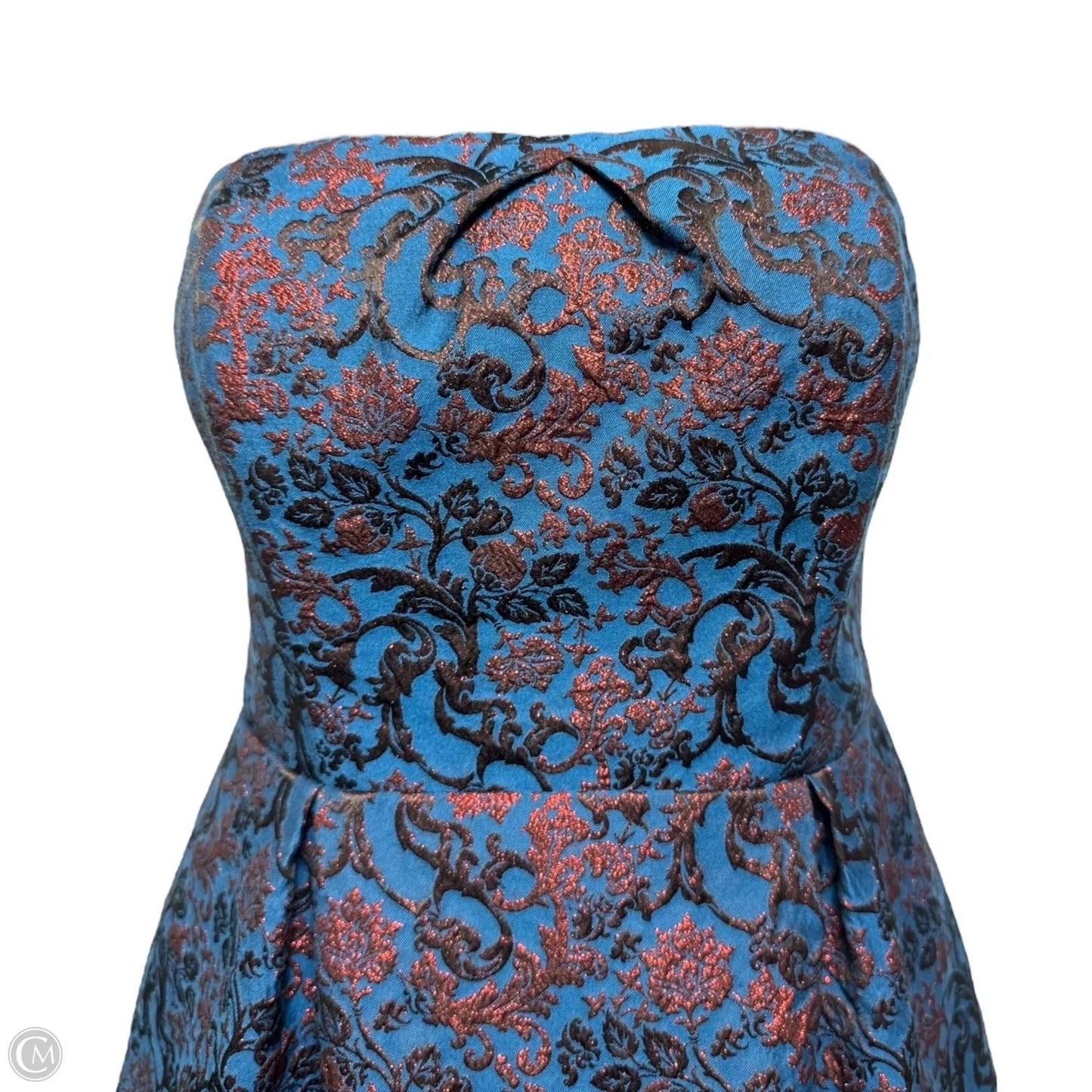 Paprika Brocade Strapless Dress By Leifnotes X Anthropologie In Blue & Red, Size: 4