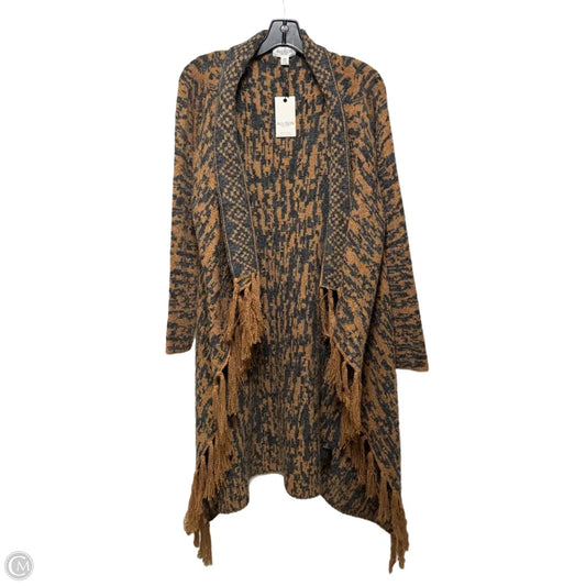 Sweater Cardigan By Allison In Brown & Grey, Size: M