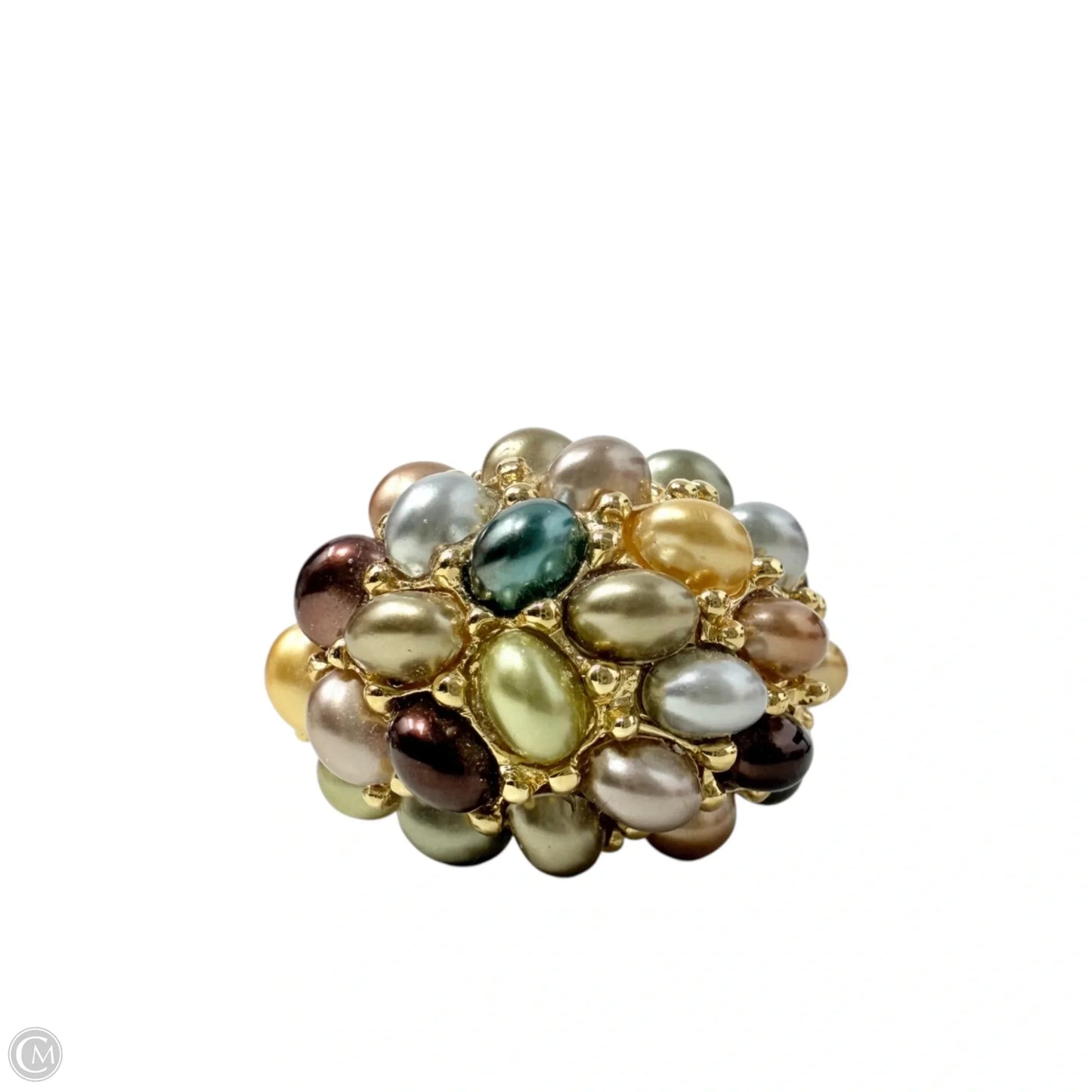 Multi-color Simulated Pearl Cluster Dome Cocktail Ring By Kenneth J Lane, Size: 11