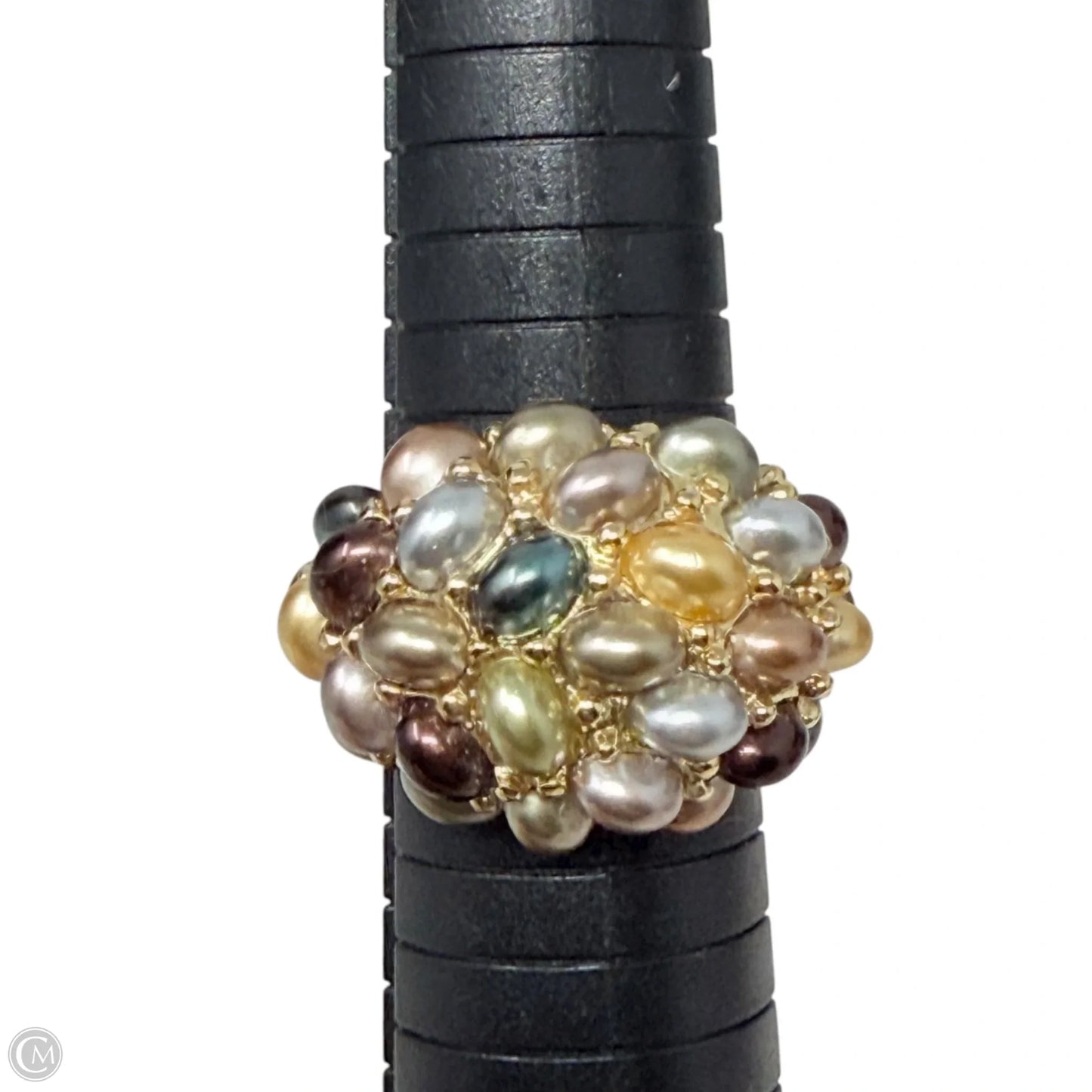 Multi-color Simulated Pearl Cluster Dome Cocktail Ring By Kenneth J Lane, Size: 11