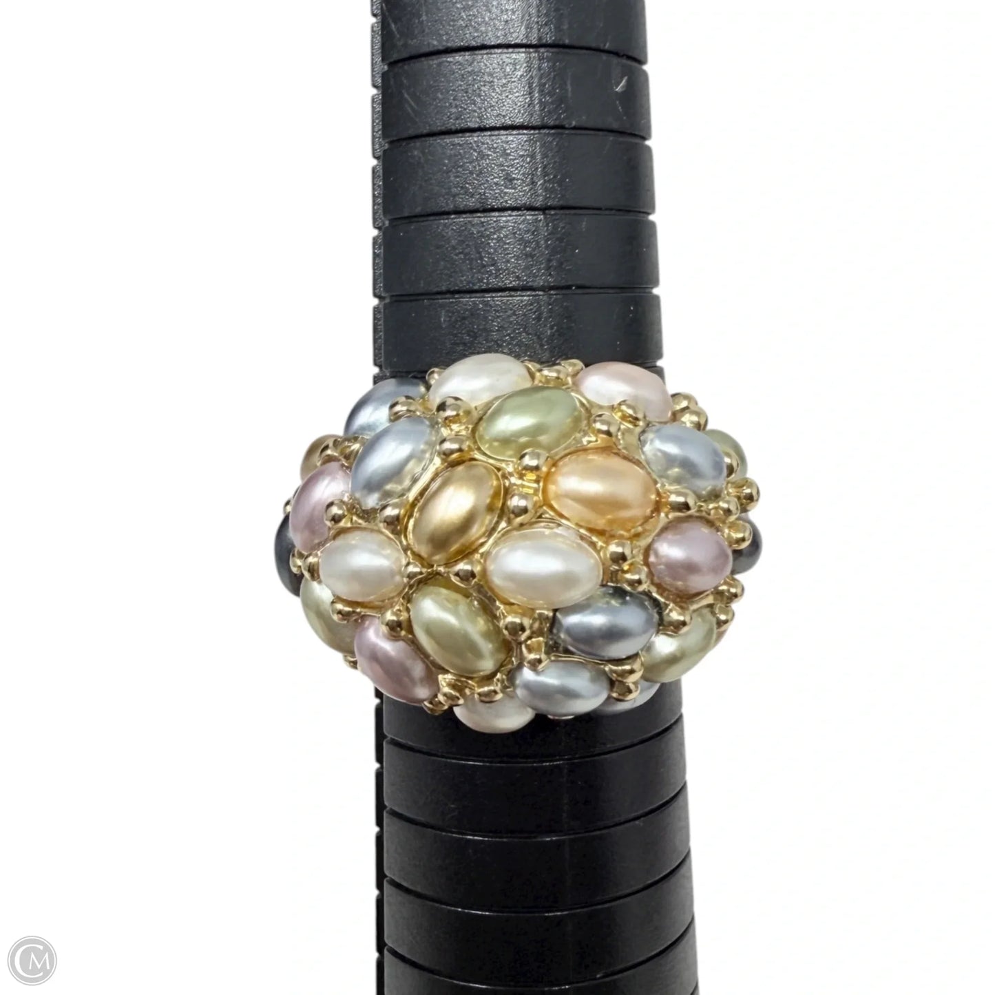 Multi-color Simulated Pearl Cluster Dome Cocktail Ring By Kenneth J Lane, Size: 11