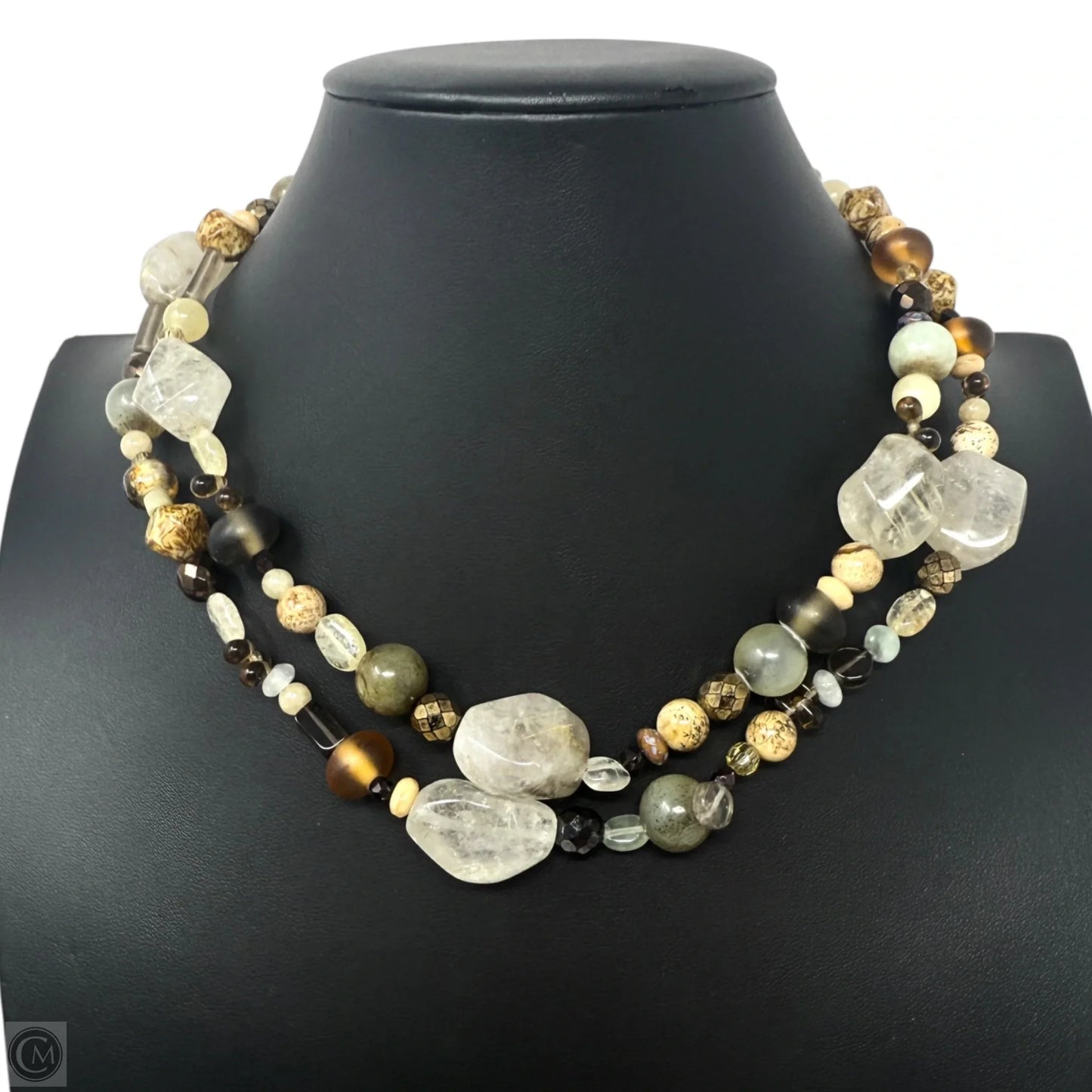 Layered Multi-Stone Beaded Necklace With S Hook Clasp