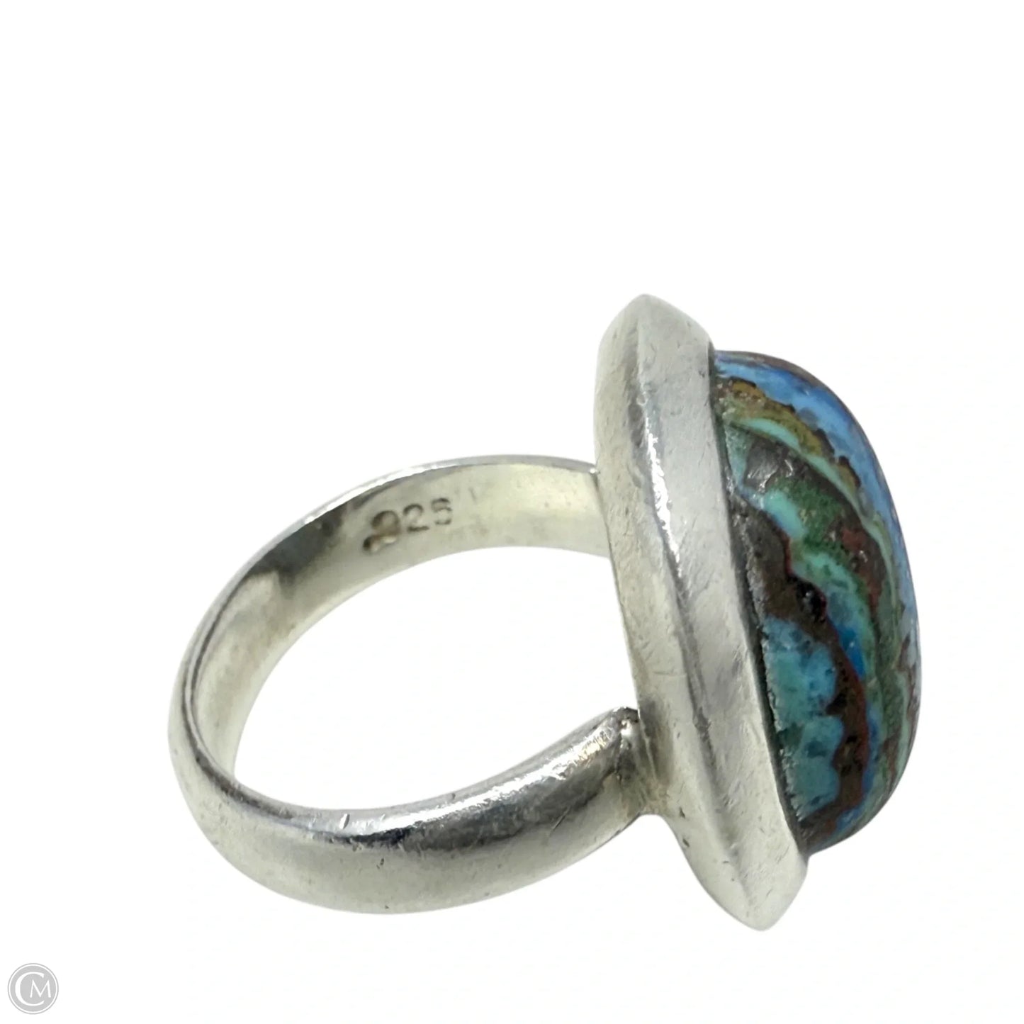 Sterling Silver & Rainbow Calsilica Ring, Size: 6