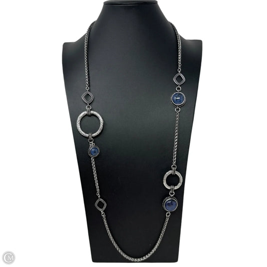 Silvertone & Blue Simulated Lapis Stones Station Necklace By Chicos