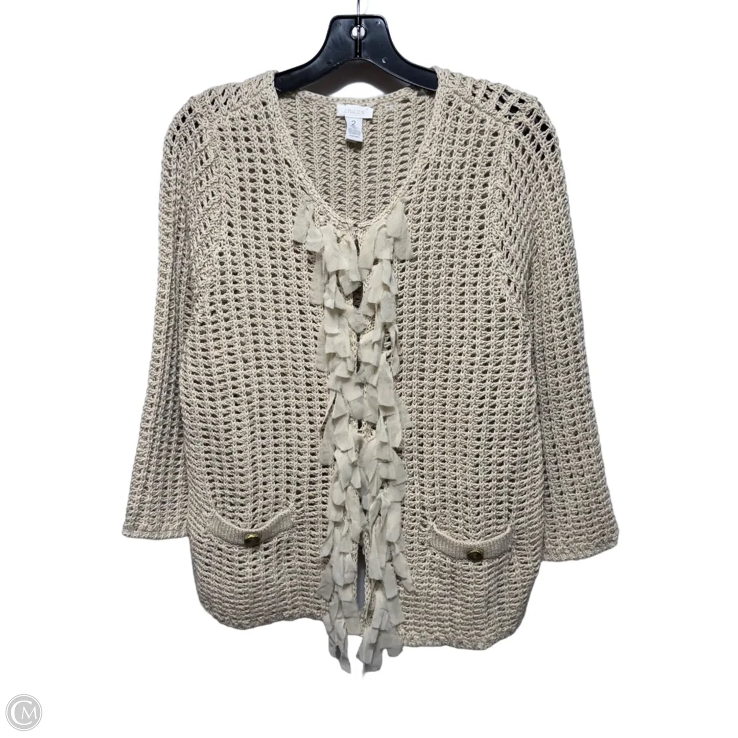 Sweater Cardigan By Chicos In Cream, Size: 12