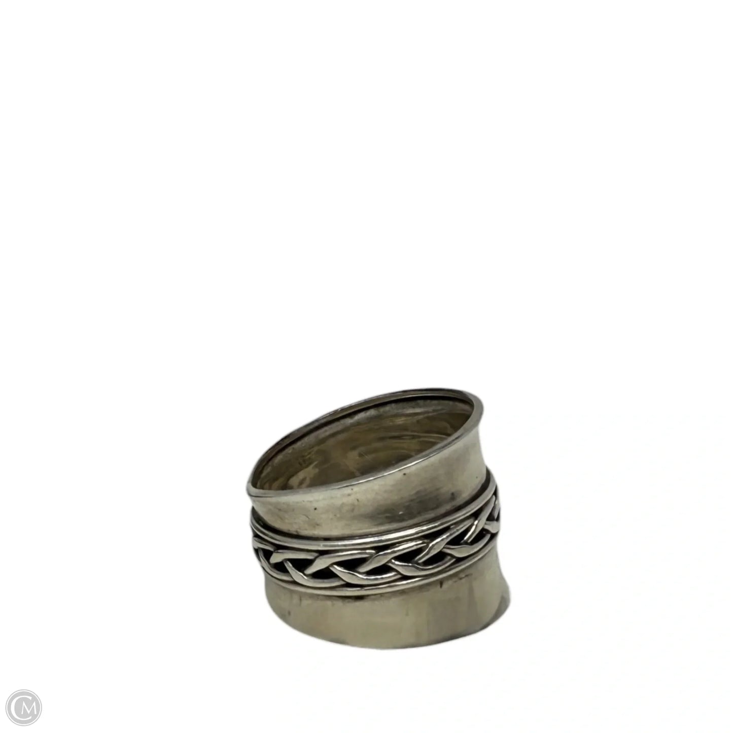 Sterling Silver Cigar Band With Braided Detail, Size: 9