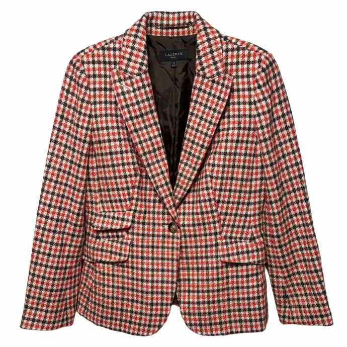 Classic Shetland Blazer By Talbots In Apple Plaid Pattern, Size: 6p