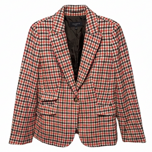 Classic Shetland Blazer By Talbots In Apple Plaid Pattern, Size: 6p