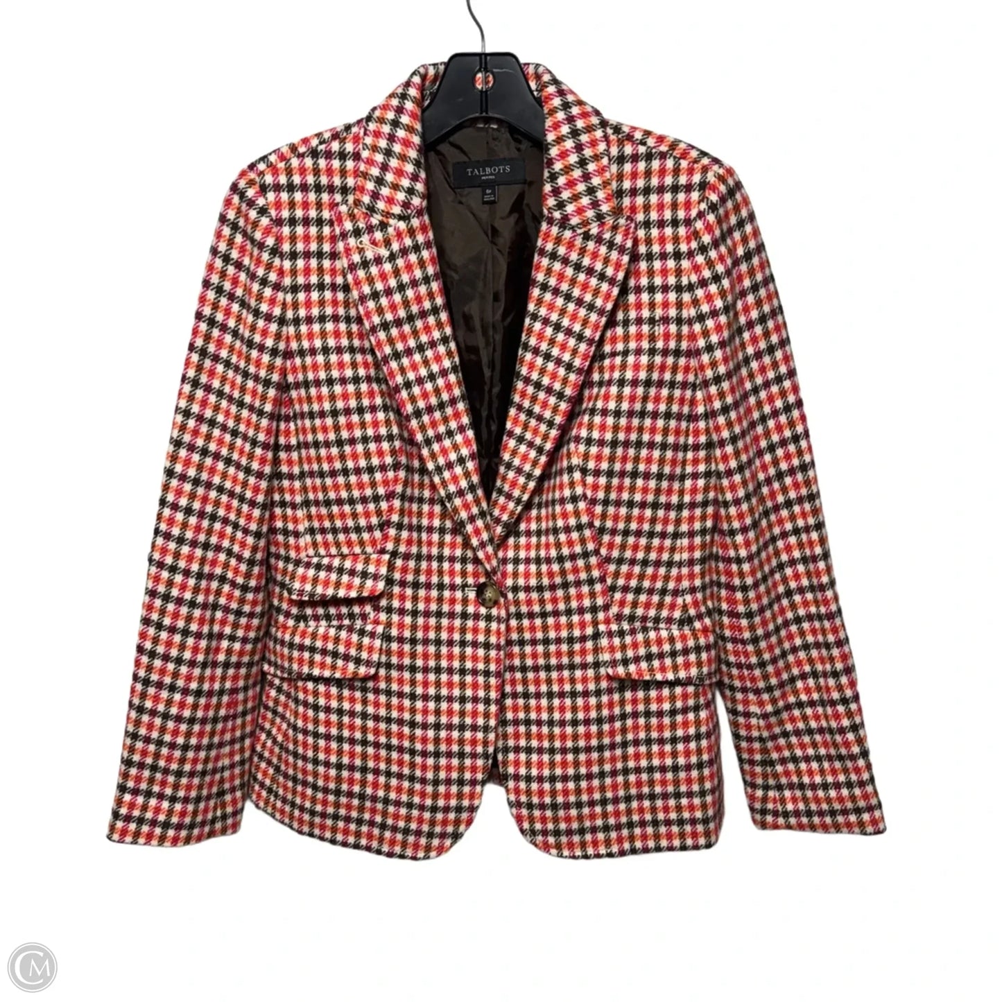 Classic Shetland Blazer By Talbots In Apple Plaid Pattern, Size: 6p
