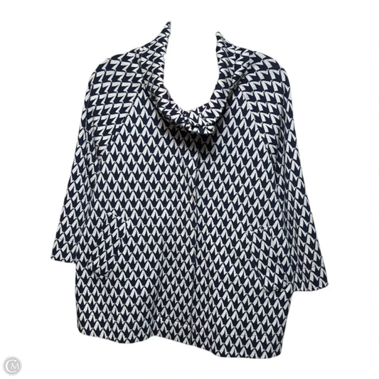 Gather Neckline Jacket Designer By Lilly Pulitzer In Navy & White, Size: Xl