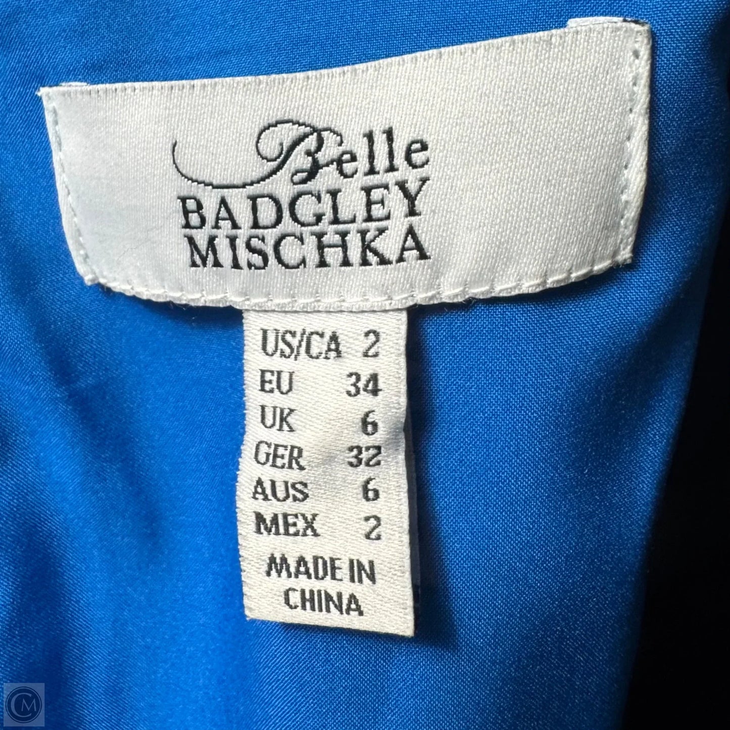 Nora Satin V-Neck Twist Front Cape Mini Dress By Belle Badgley Mischka In Blue, Size: 2