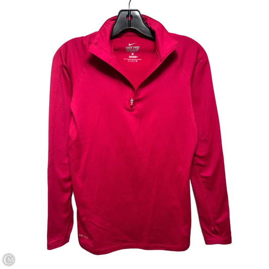 Athletic Top Long Sleeve Collar By Nike In Pink, Size: S